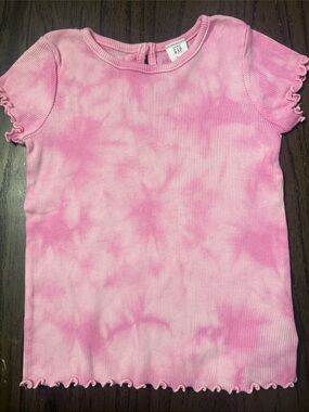 GAP Pink Tie-Dye Ribbed Short Sleeve Top